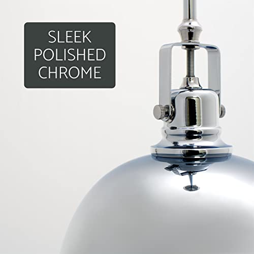 Kira Home Belle 9" Modern Industrial 1-Light Pendant Light, Adjustable Length + Shade Swivel Joint, Chrome Finish #TOP3