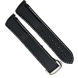 yaponuk Cinturino In Gomma Per Longines Hydroconuces Conquest VHP Impermeabile Sport Watchband 19mm 20mm 21mm 22mm(Black White,22mm)