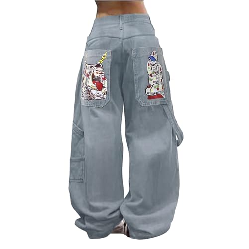 Pantalones vaqueros holgados de pierna ancha para mujer con estilo gótico Y2K y corte oversize