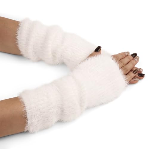 Calkkrer 1 Paar Armstulpen, Fingerlose Pulswärmer aus Mink ähnlichem Samt, Weiche Armwärmer für Y2K Stil, Handstulpen für Herbst und Winter, Armwärmer für Damen