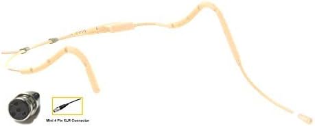AVL623 Beige Professional Mini Sweat Resistant Headset Microphone Compatible with Shure Transmitters. New Ergonomic, Lightweight, Flexible Frame