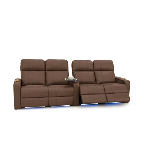 Image of Seatcraft Monterey Home Theater Seating Tobacco Row of 4 Dual Loveseats