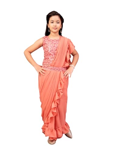 Image of Aarika Girls Ethnic Wear Green Colour Sequin Embroidery Georgette Lehenga Choli Set With Attached Dupatta