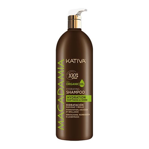 Kativa Macadamia Champú Nutritivo 550 ml| Hidratación, Suavidad y brillo | Cabello Seco y Deshidratado | Champú Sin Sulfatos ni Parabenos | Omega 3 y 6 y Vitamina D