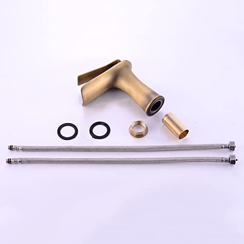 Robinet de lavabo cascade en laiton brossé noir pour salle de bain - 8