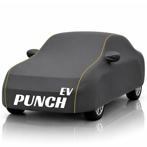 Image of Safe-Cars New Grey 100% Waterproof Tata Punch EV Car Cover | Polyester Car Body Cover for Rain & Sun | UV Protection, Dustproof, Scratch Resistant, Windproof, Heat Resistant, Custom Fit