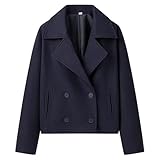 Trench-coat tendance en laine pour femme, doté d'un col à cranté classique, de manches longues, d'une patte de boutonnage ouverte sur le devant et d'une longueur courte.