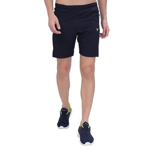 TECHNOSPORT Men Solid Slim Fit Sports Shorts Techno LITE UPF50+ Polyester Mid Rise Drawstring Shorts Pant for Men Gym Workout Running Cricket Casual Q