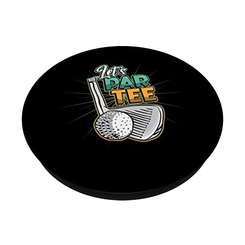Lets Par Tee Golfer Funny Golf Club PopSockets Swappable PopGrip, Black - Image 2