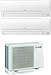 Mitsubishi MSZ-HR25VF + MSZ-HR35VF + MXZ-2HA40V - Climatizzatore 9000 + 1200 btu, dual split, pompa di calore, Classe energetica A++/A+