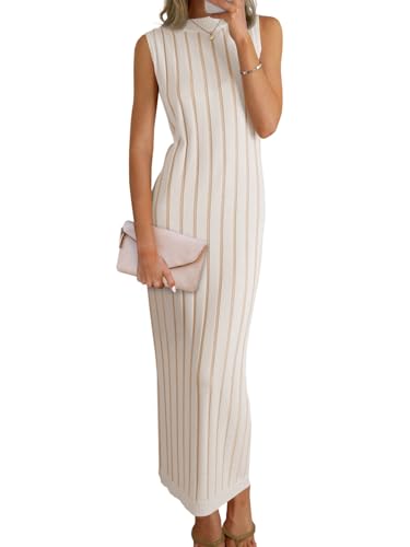 Wenrine Womens Sleeveless Sweater Dress Mock Neck...