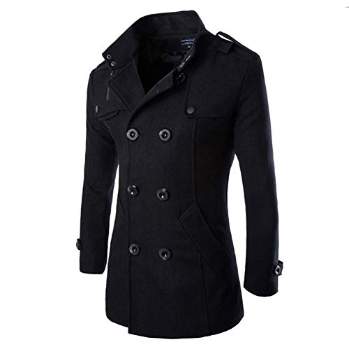 Hombres Oto?o Invierno Doble Fila Bot¨®n Abrigo Top Blusa Chaqueta Hombres Jacket Outerwear Tops Blazer