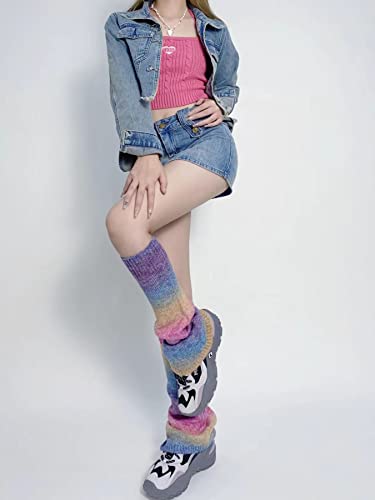 Image of WODECASA Girls Kawaii Leg Warmers Knitted Flared Leg Sleeves Goth Crochet Baggy Cuff Ankle Heap Socks