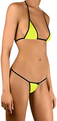 Sohimary 226 Mini Conjunto de Bikini Tanga String Mujer XS S M L 34 36 38 40 Amarillo