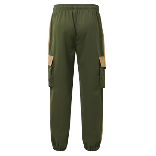Men's Cargo Pants with Big Pockets Casual Color Blocked Drawstring Hiking Tactical Pants Lightweight Casual Summer Joggers4