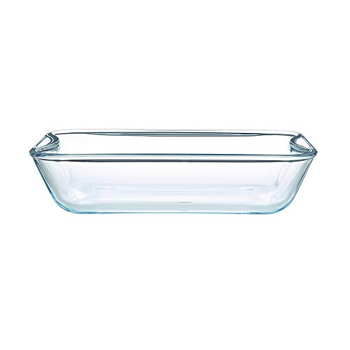 Image of Borosil 2.5 L Baking & Serving Dish with Handle | Bowl Container | Borosilicate Glass Bakeware and Serveware Casserole Dish Tray | Microwave, Oven & Dishwasher Safe | Transparent (Rectangle 2.5L)
