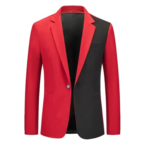 Men Patchwork Thin Blazer Long Sleeve Casual One Buttons Slim Fit Business Dress Suit Coat