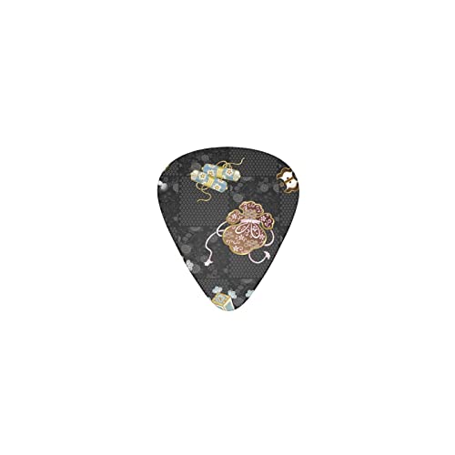 宝尽しの和柄 デザインギターピック guitar pick ティアドロップ型 エレキギター/アコースティックギター/クラシックギター/ベース等の練習に最適な12枚セット