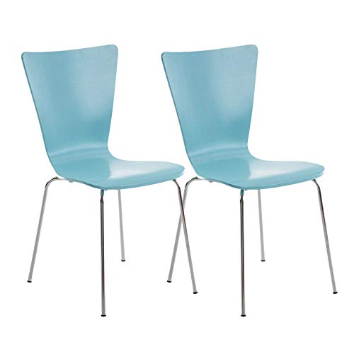 CLP Set 2X Sillas de Visita Aaron I Juego de 2X Silla de Comedor con Asiento de Madera I 2X Silla de Cocina Apilable I Color:, Color:Azul Claro