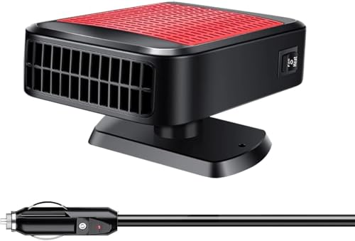 Car Heater, 12V 200W Portable Windshield Defroster Fast Heating and Cooling 2 in 1 Auto Car Defogger Window Defroster Automobile Windscreen Heater (Red)