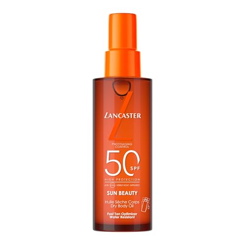 LANCASTER Sun Beauty Body Dry Oil SPF50 Sunscreen – Con complejo activador del bronceado – Tecnología Full LightTM para una protección solar de espectro muy amplio