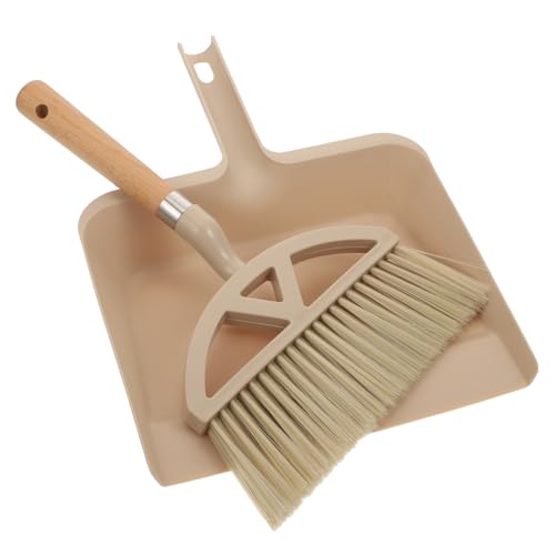 IWOWHERO Mini Dust Pan Mini Broom Set Khaki Broom and Dustpan Desktop Cleaning Supplies