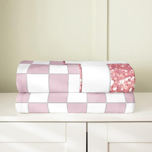 Image of Erosebridal Pink Initial D Flannel Blanket Kawaii Plaid Checkered Fuzzy Plush Throw Cute Personalized Monogram Fleece Blanket for Kids Girls,Fashion Grids Gingham Decor for Bed Couch 40 inchx50 inch