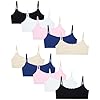 Sweet & Sassy Girls Training Bra – 10 Pack Seamless Crop Cotton Bras – Cami Training Bras for Girls (Sizes: S-L)