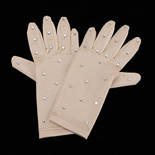 Shimmering Crystal Gloves for Figure Skating Rhinestone Embellished Nylon Thermal Gloves Skin Tone S M L XL- Medium4