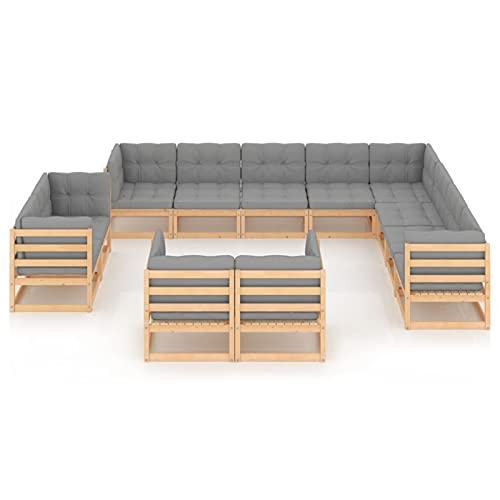 MOONAIRY 12-TLG. Garten-Lounge-Set mit Kissen, Lounge Gartenmöbel Set, Terassenmöbel Wetterfest, Gartenlounge, Garten Loungemöbel Set, Lounge Sofa Outdoor, Garten Sitzgruppe, Massivholz Kiefer – Bild 2