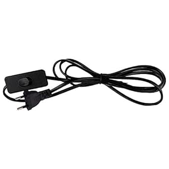 VRCT 2-Pin Plug-in Light Fitting Long Wire with Switch On/Off Button Cable/Cord for Table Lamps & Home Decor 2 Meter Long Power Cable for Multipurpose Uses