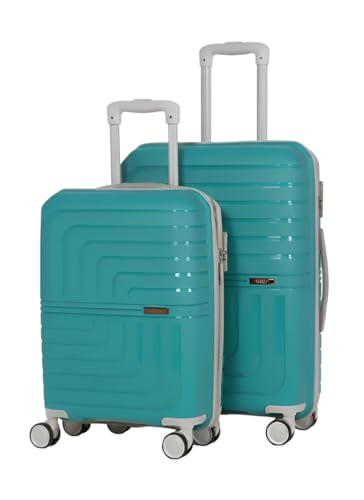 Image of Pro 8 Wheels Set of 2 (Cabin + Medium) Trolley Bags, Hard Case Polypropylene, 360º Wheeling Luggage for Men & Women, Suitcase for Travel, Trolley Bags for Travel (Teal)