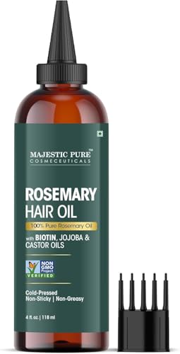 Majestic Pure 100% Pure Rosemary Oil for Hair Growth - Strengthening, Nourishing, Volumizing...