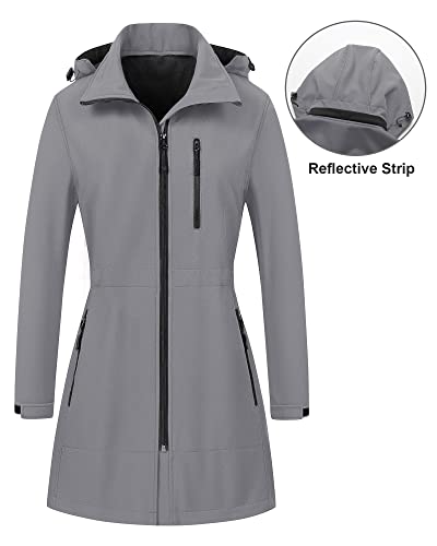 Image of CREATMO US Women's Lightweight Waterproof Long Softshell Tactical Jacket Fleece Lined Windbreaker