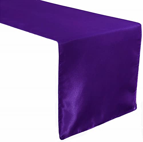 LinenTablecloth 14 x 108-Inch Satin Table Runner Purple