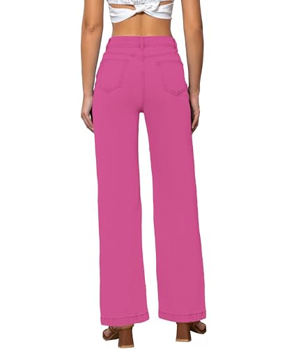 Womens Jeans Mid Waisted Straight Leg Loose Stretchy Lightweight Tummy Control Trendy Jeans for Women 2025 (US, Numeric, 8, Regular, Regular, Rose Red)4