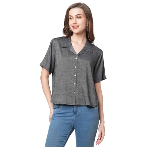 Image of GO-4 IT Rayon Fabric Short Sleeve Crop Shirt