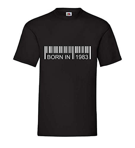 Born in 1983 - Maglietta da uomo con codice a barre, Nero , L