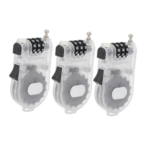 Abaodam 3Pcs Retractable Theft Lock for Ski Boards Bikes and Trolleys Password Lock for Outdoor Safety Versatile Use for Theft Prevention and Security