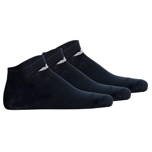 Emporio Armani Lot de 3 paires de chaussettes basses décontractées en coton pour homme Bleu L/XL, BLEU/BLEU/BLEU, L-XL