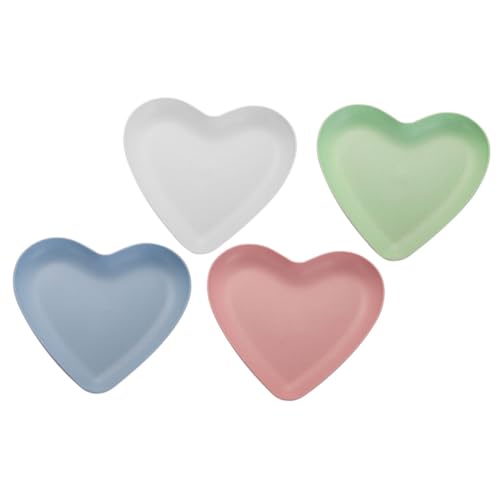 MUELODSIC 4個 加大ハート型プレート 割れにくい多用途フードトレイ デザート スナック フルーツ盛り付け用 おしゃれな装飾皿 サラダやケーキ