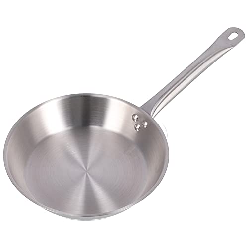 ANKROYU Sartén de acero de acero inoxidable 304 sartén sin palo con manejo ergonómico lavavajillas horno seguro para cocción de cocina para cocina plateado (280 * 50 mm)