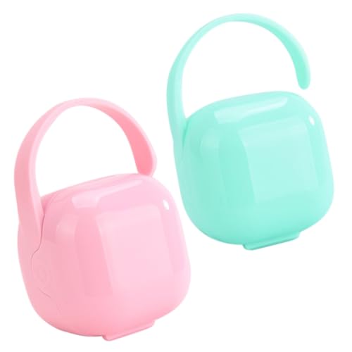 Toyvian Protective Soother Container 2pcs Portable Pacifier Box Handle Baby Pacifier Case for Breastfed Infants