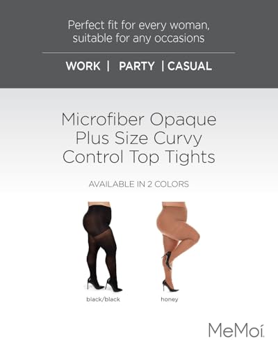 Image of MeMoi Plus Size Curvy Control Top Tights, Comfortable and Lightweight Tummy Control Tights - Sizes 1X-7X