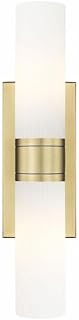 Innovations Lighting 617-2W-BB-G617-8SWH Ballston Urban - 2 Light Bath Vanity in Art Deco Style-3 Inches Tall and 18 Inches Wide, Finish Color: Brushed Brass, Glass Color: Striped White