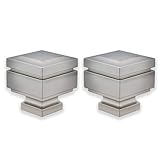 BLASTHOME® Luxury Step Square Finials – Fits Only Signature Collection Curtain Rods (Rod Not Included) – Premium Quality, Heavy Metal – Set of Two – Brushed Nickel Finish