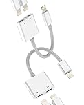 for iPhone Headphone Adapter Dual Lightning Jack Splitter (2pack)2 in 1 for Apple iPad Mini 14 pro Max Audio Cable Earphone Charger Adaptor Aux Charging Converter Dongle Car Port Charge Plug Connector