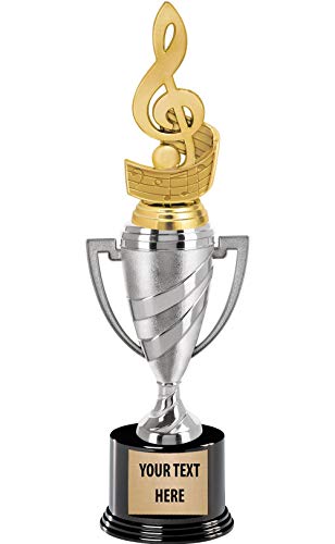 Crown Awards Music Trophy, 14" Silver Cup Treble Clef Trophies, Enter Your Own Engraving, 1 Pack