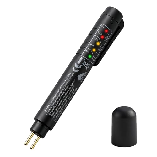 Brake Fluid Liquid Tester Pen,Brake Fluid Moisture Tester with 5 LED Indicators,DOT3 DOT4 DOT5.1 Car Diagnostic Diagnostic Testing Pen,High-Precision ydraulic Liquid Oil Moisture Analyzer