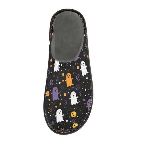 JUNZAN Halloween Cute Ghost Memory Foam Slippers for Women Men House Slippers for Bedroom Indoor2